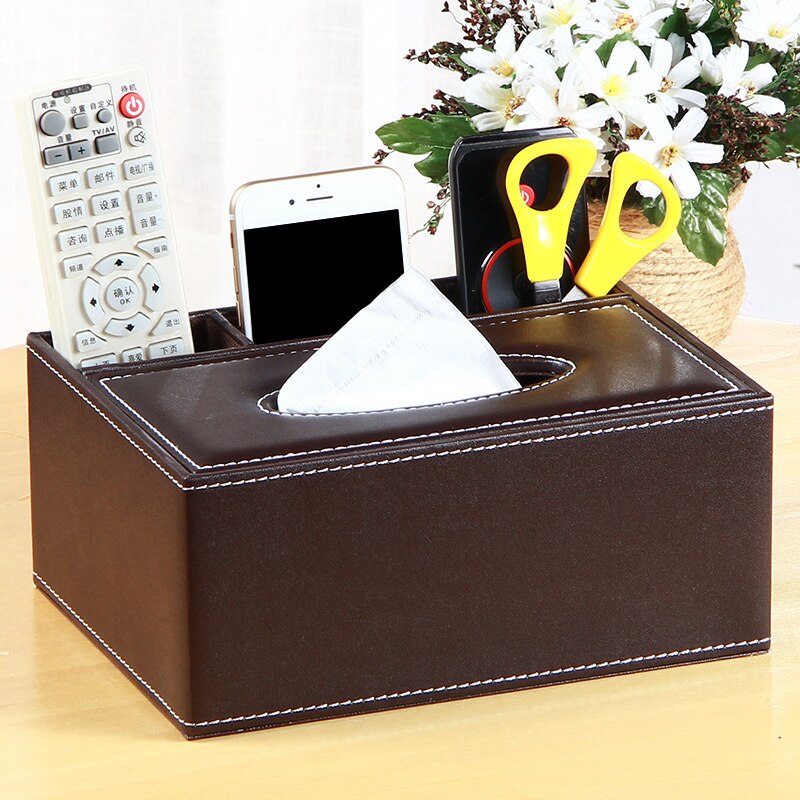 European multifunctional tissue box carton household cute storage box tissue box living room wood remote control: 2