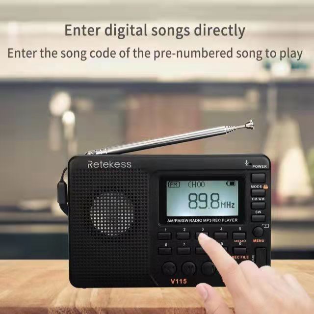 World Band Broadcast Portable Recording Radio FM / AM / SW High Sensitivity Radio Portable Sleep Timer Mini Radio