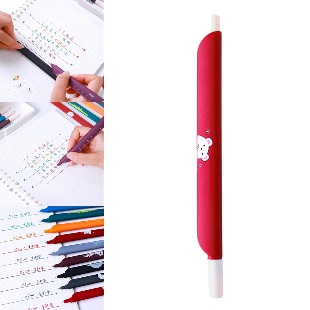 Retro Gel Pen Ruler 0.5mm Ballpoint Pen Home School Student Writing Supplies: Style I