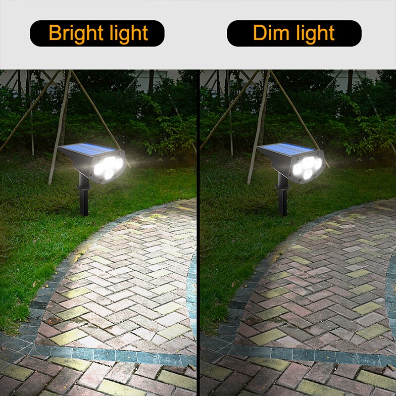 2in1 Solar Spotlights Outdoor Solar Landscape Lights Waterproof Adjustable Wall Lamp for Patio Pathway Yard Garden Driveway Pool
