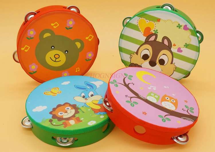 Children hand clap drum tambourine rattle instrument 1-3-6 years old kindergarten teacher with performance tambourine