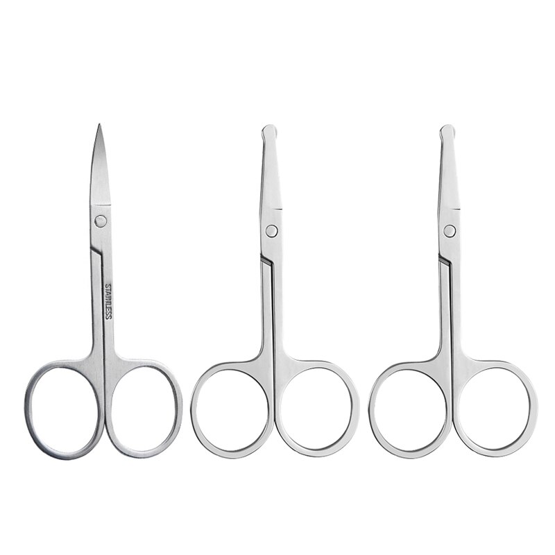 Nose hair scissors men's stainless steel safety manual nose hair trimmer women's eyebrow trimming small scissors: Vibrissac scissors 2 1 eyebrow scissors