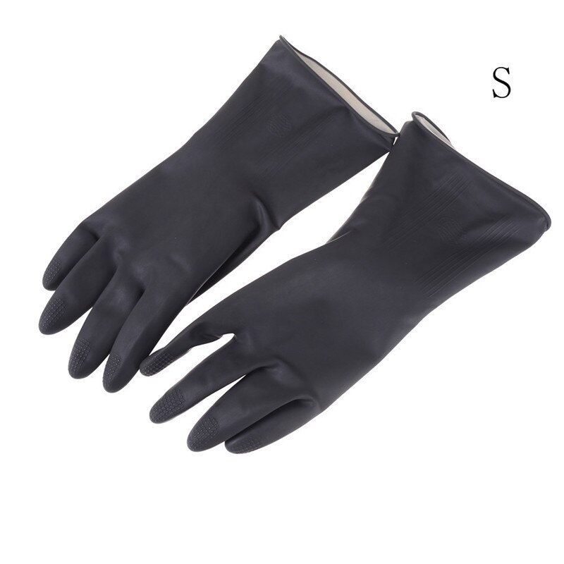 1 Paar Black Natural Rubber Handschoenen Zuur Alkali Bestendig Chemische Gauntlet Met Klauwen Huishoudelijke Graven Handschoenen