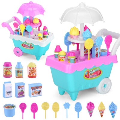 Licht Muziek Kinderen Ijs Snoep Trolley 19 Delige Set Mini Trolley Meisje Speelhuis Speelgoed Cadeau Voor Jongen Meisje baby Kerst: Roze