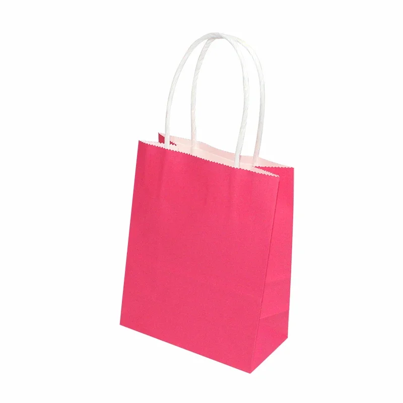 6/12pcs Mini Small Kraft Paper Bag with Handles Festival Bag Candy Shopping Bags: light green / 9.5x9.5x11cm