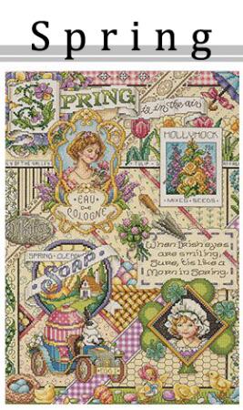 Higher Cotton Lovely Counted Cross Stitch Kit Spring Summer Autumn Winter Time Sampler janlynn Four Seasons Season: spring / 11CT unprint canvas