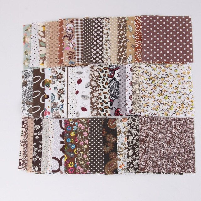 Handmade Fabric Home Making Material DIY Square Cotton Patchwork Craft: Brown