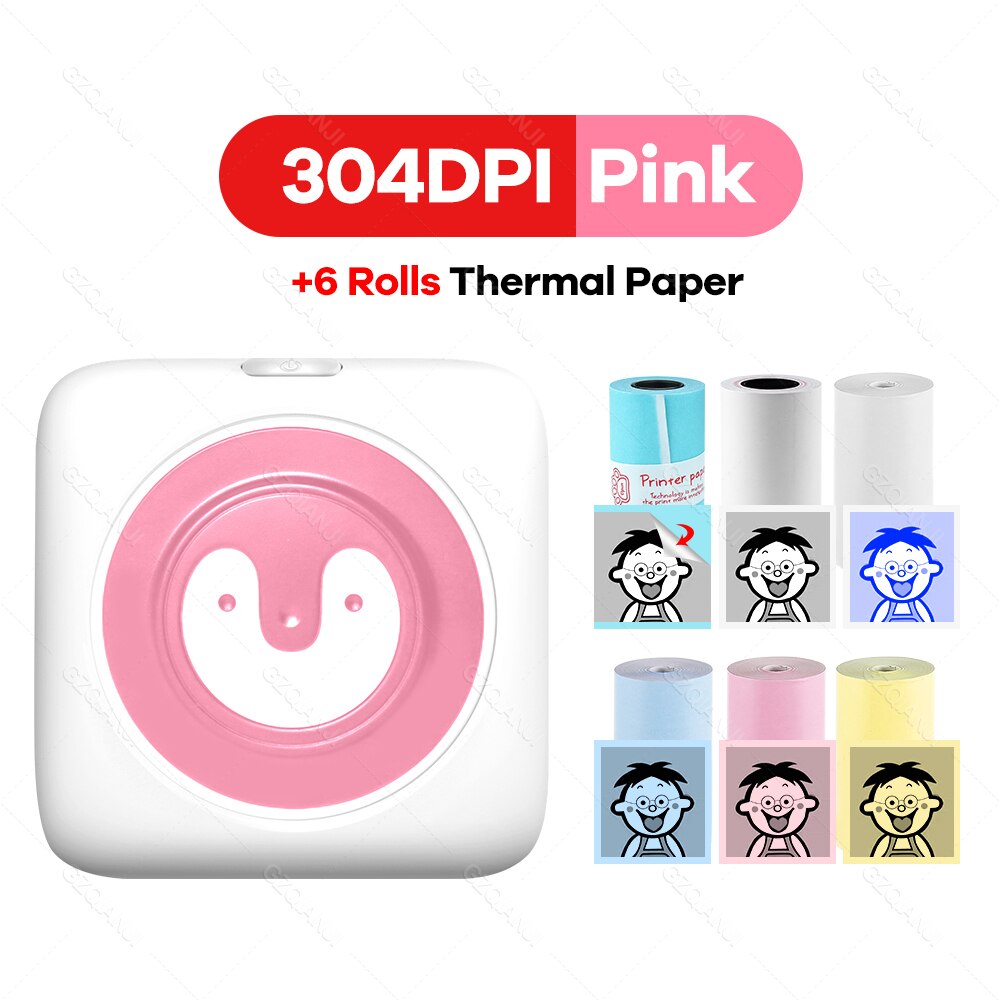 304DPI Photo Printer Bluetooth Wireless Connected Via Phone Free App For Android and iOS Mini Pocket Thermal Printer 300DPI: 304PK add 6 Group