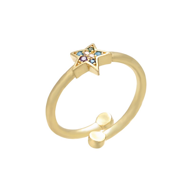 ZHUKOU 19x21mm Minimalistischen Herz und stern Messing Zirkonia Finger Ring gold Frauen, Verlobung, Hochzeit Band Ring modell: VJ6