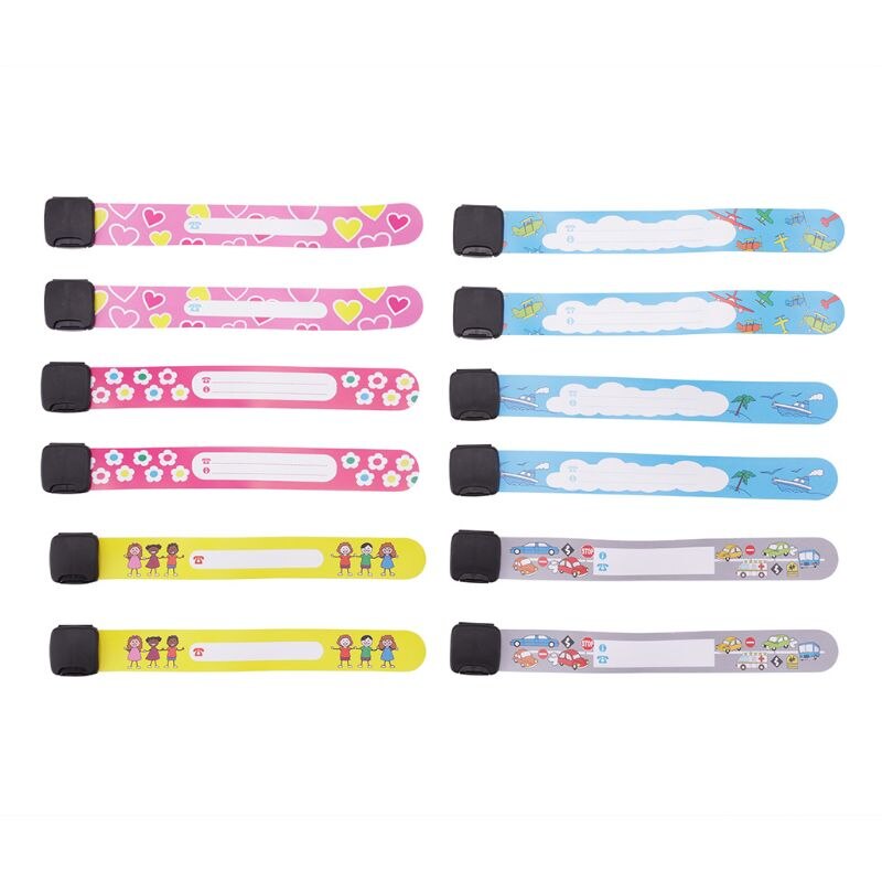 Muñequera antipérdida reutilizable para niños, pulsera de Identificación segura para exteriores, 8 unidades, G99C