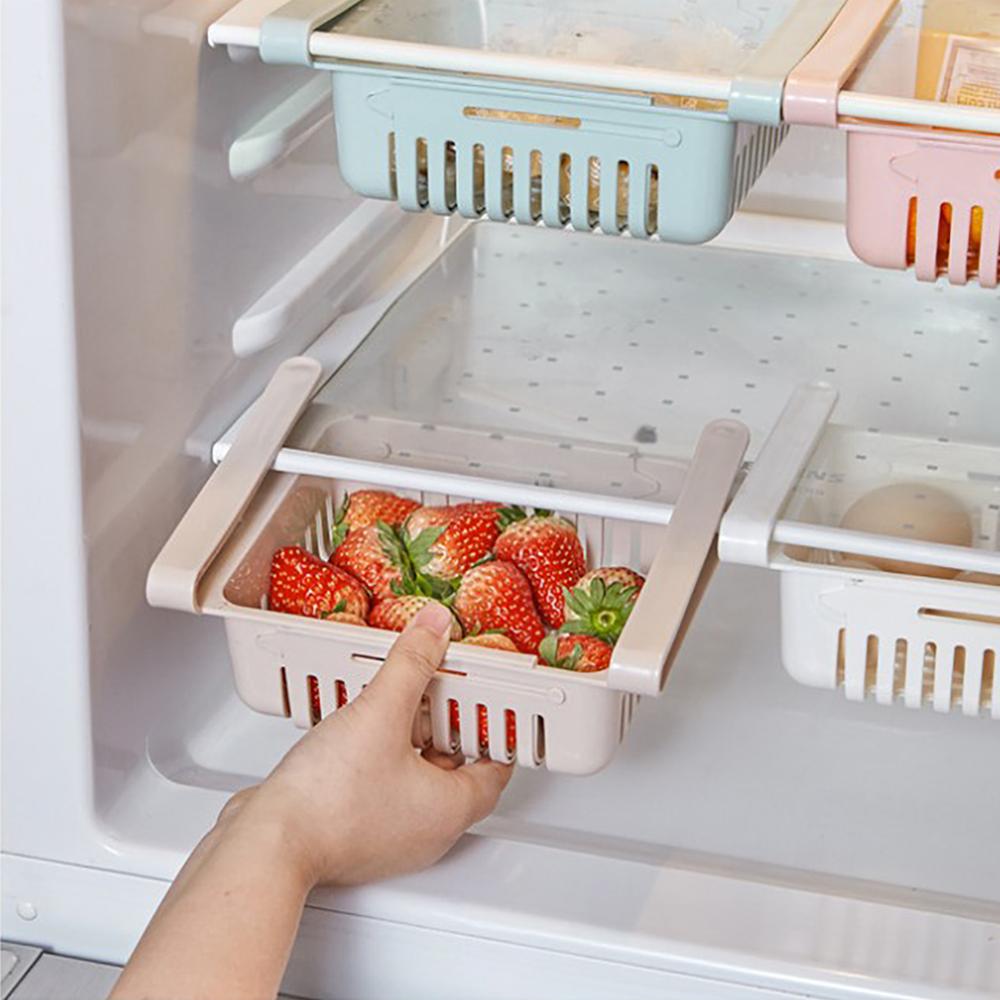 Kitchen Refrigerator Storage Rack Fridge Freezer Shelf Holder Pull-out Drawer Organiser Space Saver Organizer