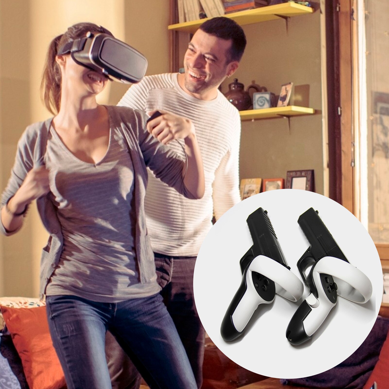 VR Controller Handle Sturdy Shooting Handle Holder Black White VR Controller Handle For Oculus Quest 2VR Virtual Reality Headset