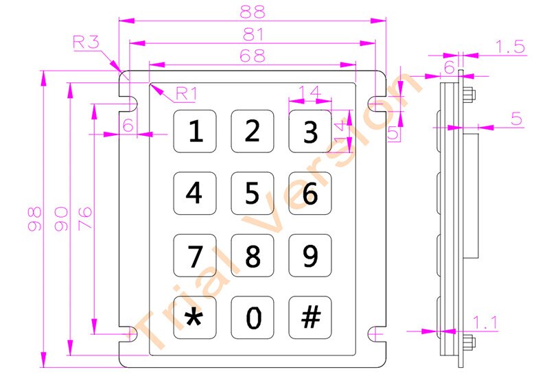 12 Toetsen 3X4 Matrix Usb Kiosk Toetsenborden Metalen Rvs Numeriek Toetsenbord Voor Toegangscontrole