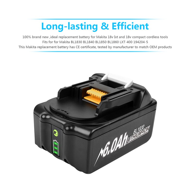 BATTOOL-batería de iones de litio de 18V, 3000mah, para herramientas eléctricas Makita BL1815, BL1820, BL1830, BL1815, BL1815N, BL1820
