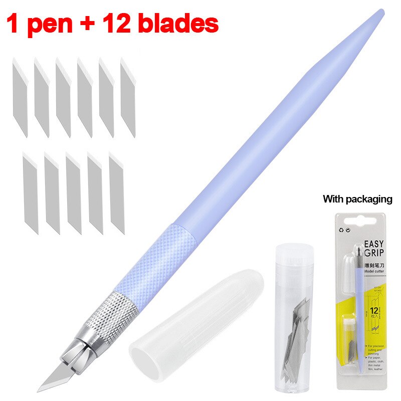 12 Stuks Messen Multifunctionele Vleesmes Scrapbook Sticker Pincet Kleur Non-Slip Handvat Papier Snijden Mes Briefopener: Engraving Knife-4