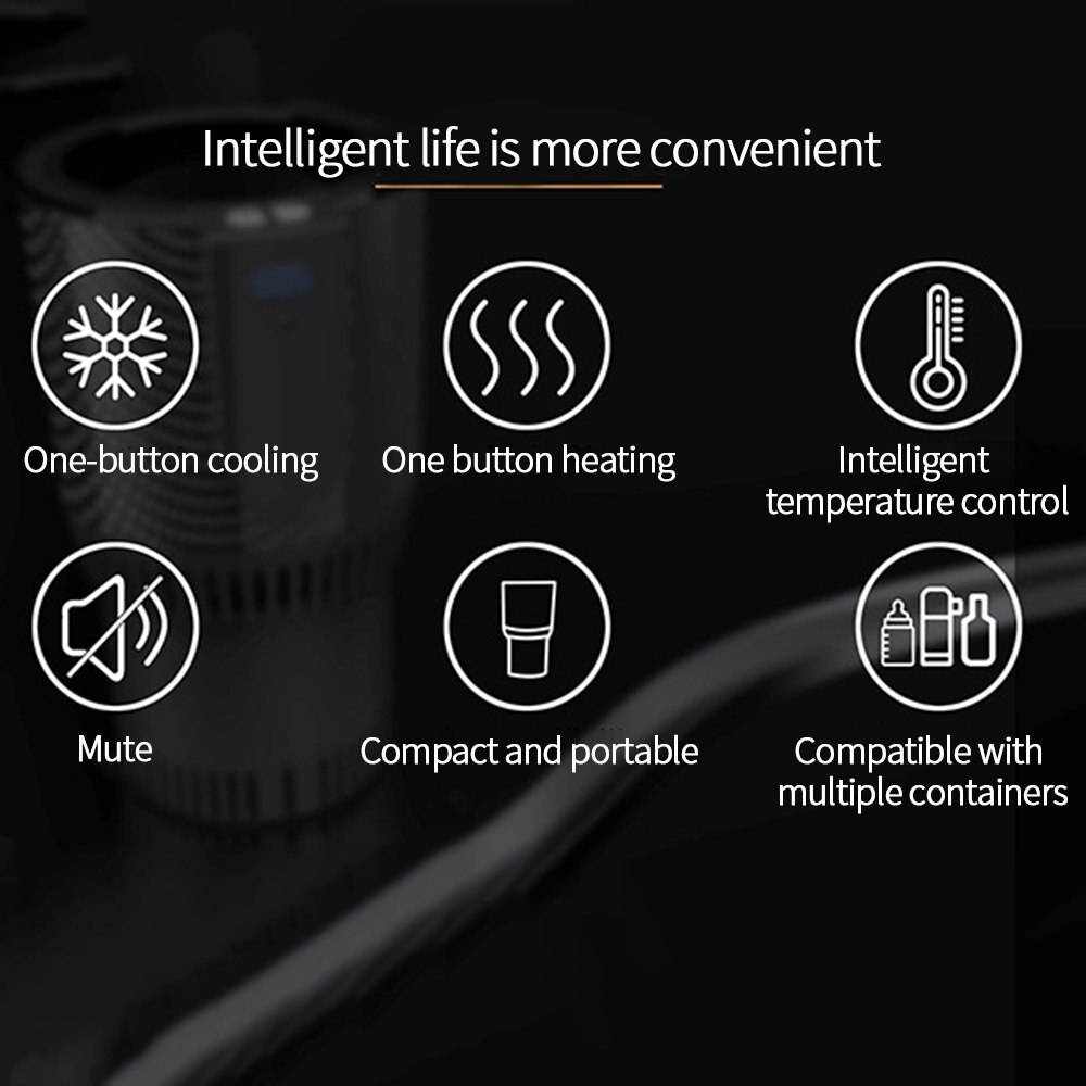 Przenośny podgrzewany kubek termiczny samochód inteligentny samochód ogrzewanie chłodzenie kubek 12V samochód podgrzewany kubek mini lodówka podgrzewany kubek termiczny cichy