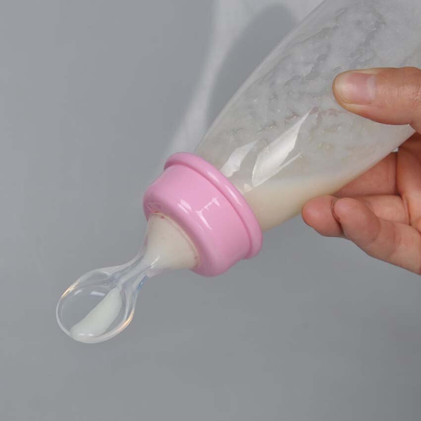 240ml spädbarn bebis småbarn mat flingor flaska medicin vatten matningssked pp pressa matartillbehör: Rosa