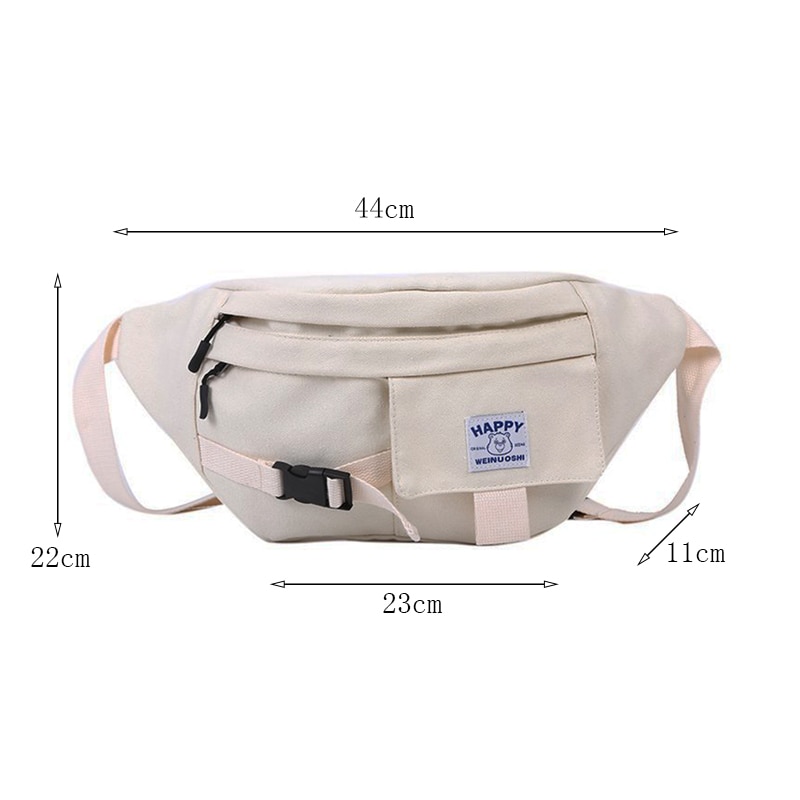 Unisex midjeväska fanny pack harajuku street style hip hop väska axelväskor stor kapacitet canvas crossbody pack midjepaket