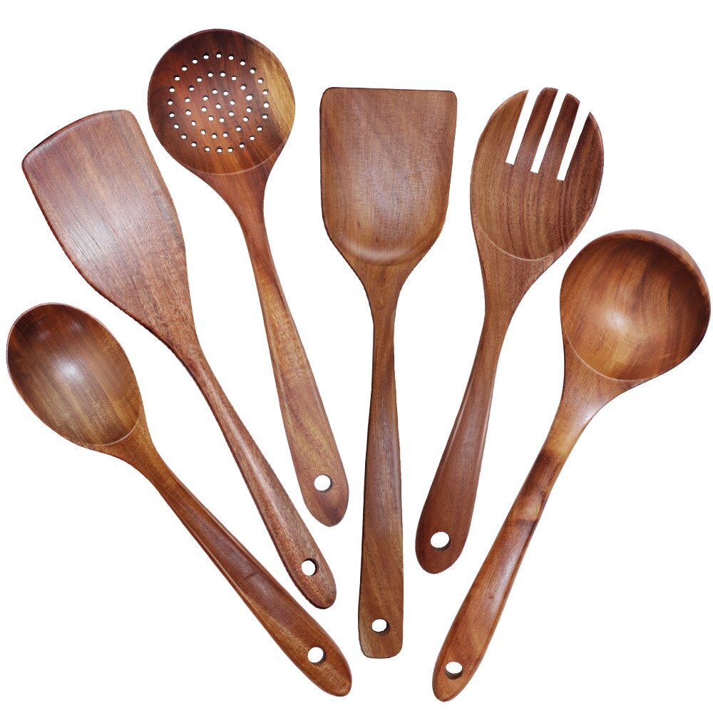 GEEKHOM Wooden Cooking Utensils Set Heat Resistant Cookware Spatula Set Wooden Handle Kitchen Accessories Cooking Tools: Default Title