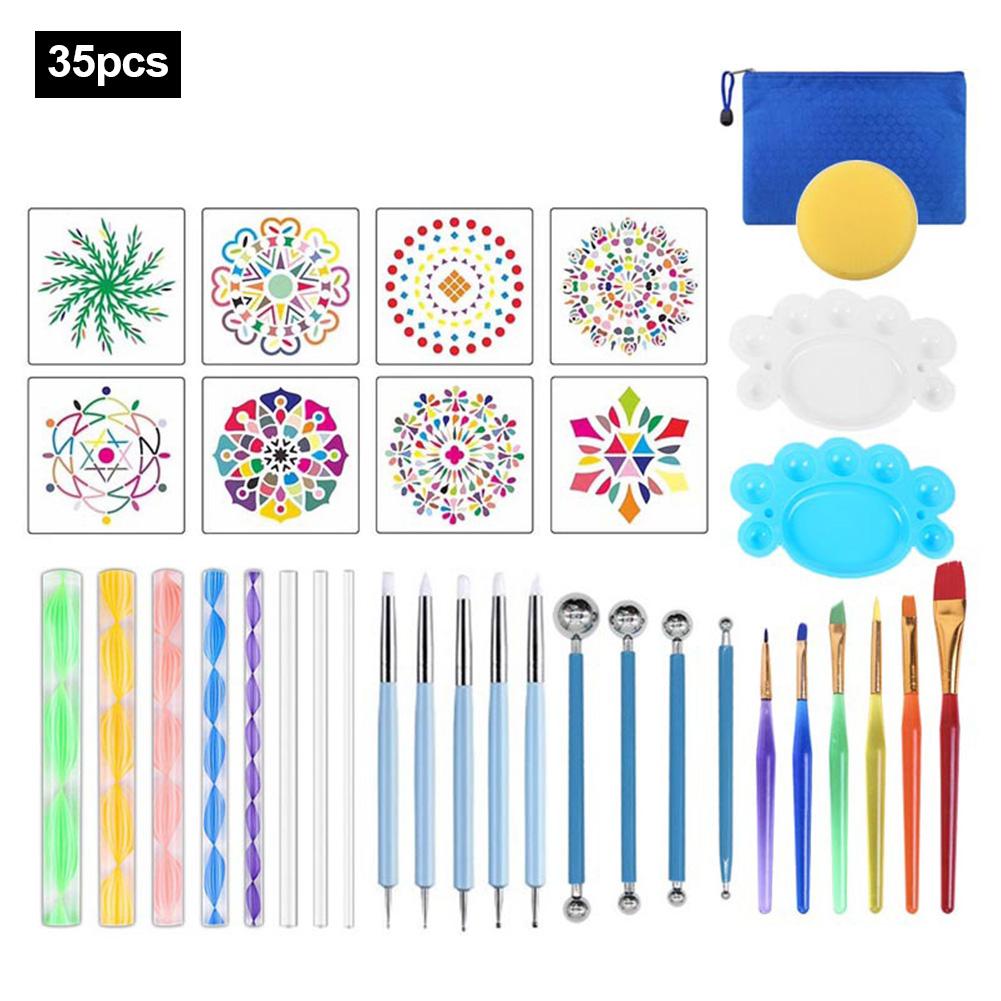 DIY Graffiti Carving Tools Dotting Painting Tools Set Complete Kit for Rocks Ceramics Art Drawing 35PCS: Default Title