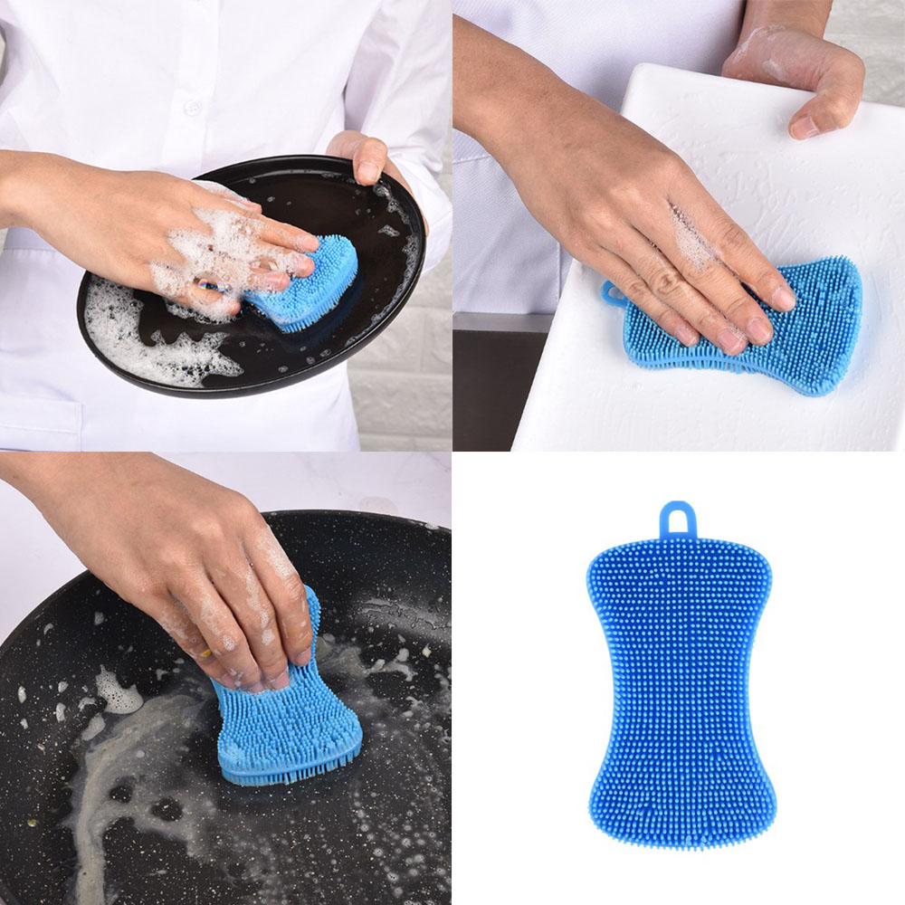 Opvaskebørste silikone antibakteriel opvaskebørste gryde stegepande køkken rengøringspude skrubbe køkken tilbehør