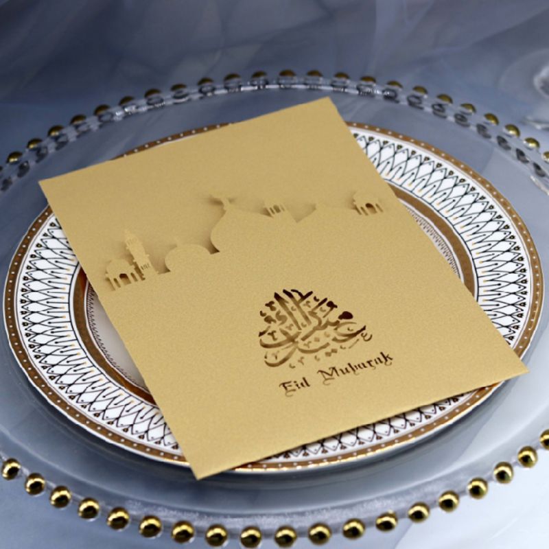 10 Set Cut Church Eid Mubarak Wedding Party Invitation Cards Inner Envelope Ramadan Muslim Greeting Card