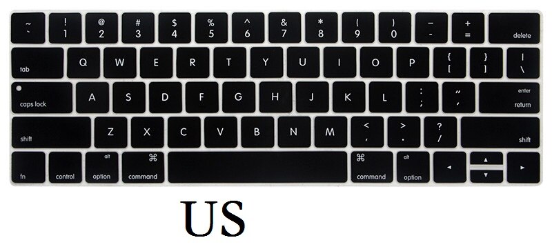 Silicon Waterproof Keyboard Film Skin EU US English Keyboard Skin for Macbook Pro 13 15 Keyboard Cover A1989 A1990: US-Black
