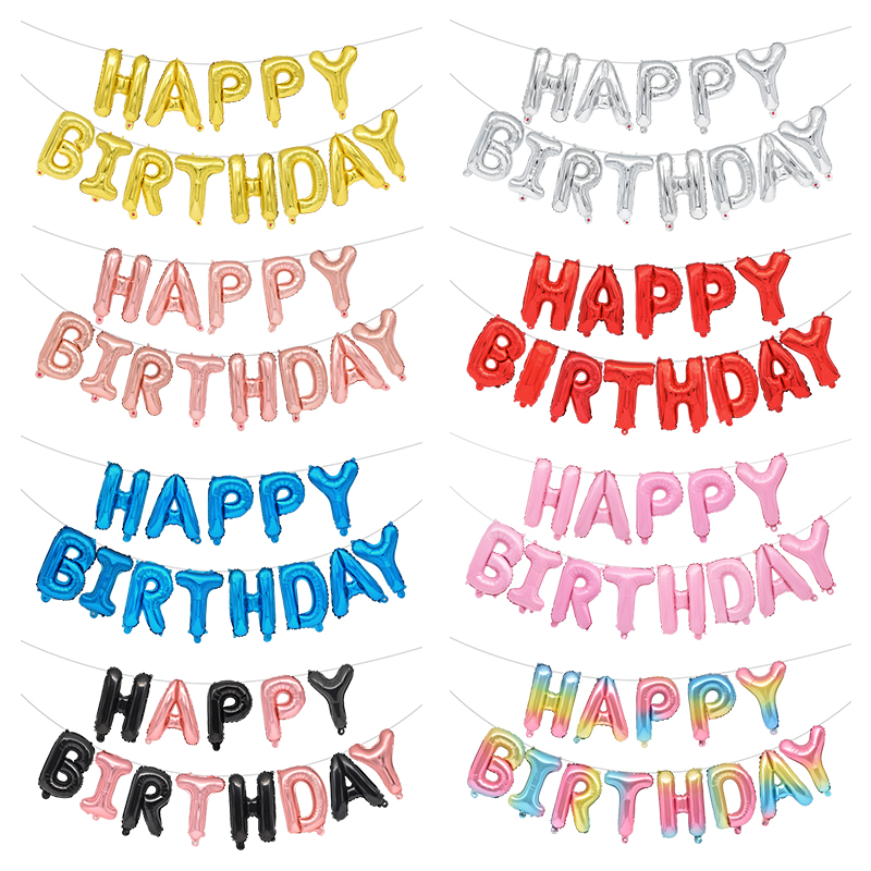 Ballons joyeux Anniversaire or Rose 13 pièces, ballon avec lettres en aluminium, décoration de fête d'anniversaire pour enfants et adultes, ballons à Air pour Anniversaire de mariage