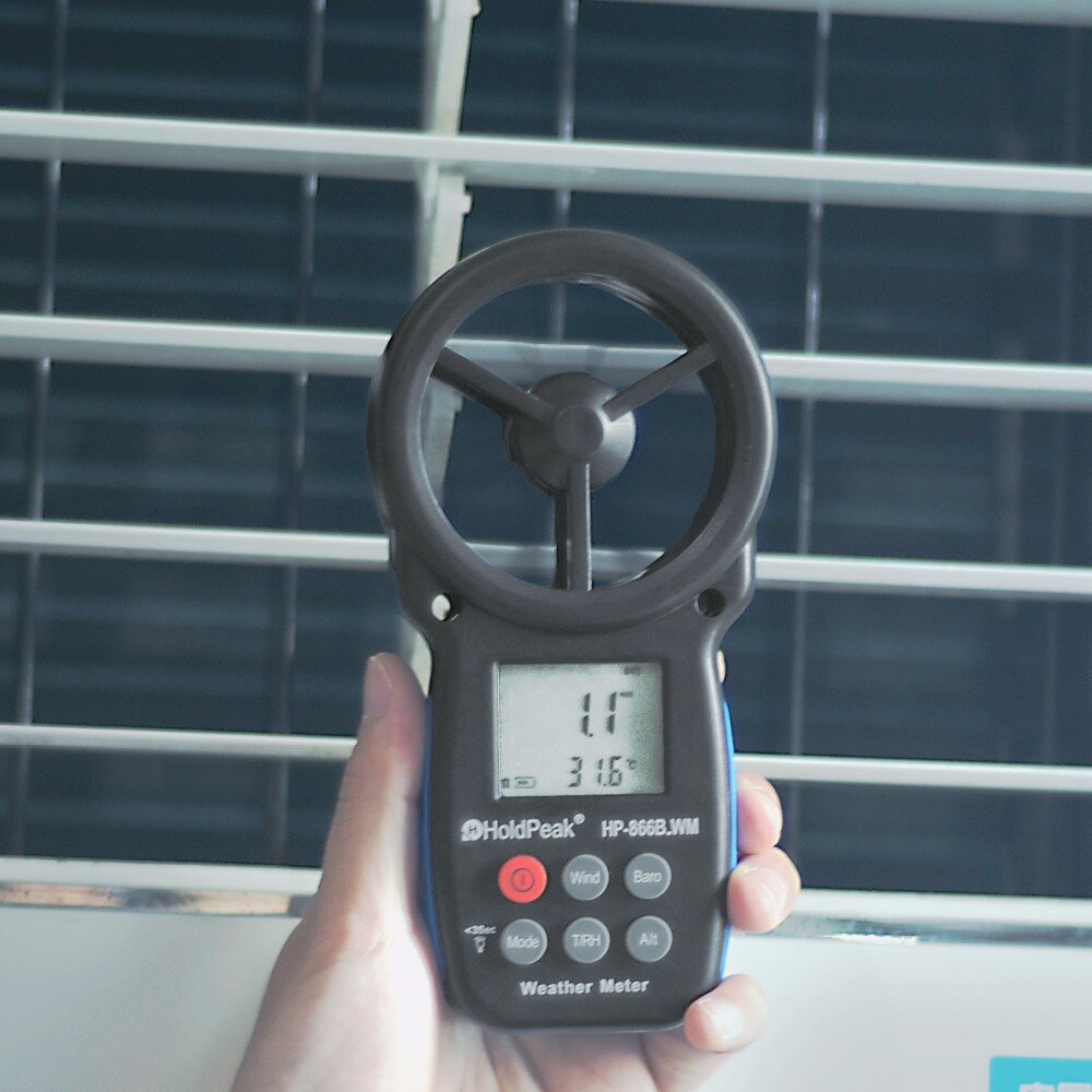 HoldPeak HP-866B-WM Digital Anemometer Measurement Wind Speed Anemograph LCD Anemometro with Backlight Air Flow Tester