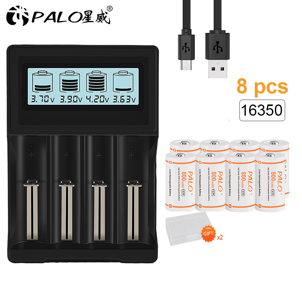 PALO 16340/16350 wiederaufladbare batterie 3,7 v 800 mAh 16340 Li-Ion batterien CR123A batterie Für LED Taschenlampe CR123 CR17345 cr123a: Grün
