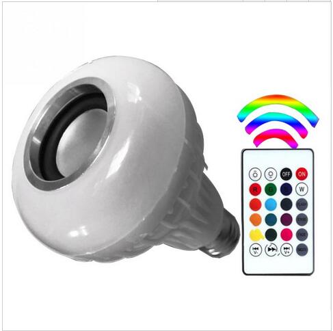 E27/B22 LED RGB Bluetooth Speaker Lamp Draadloze 12W Power Muziek Audio Dimbare Licht Lamp met 24 toetsen Afstandsbediening