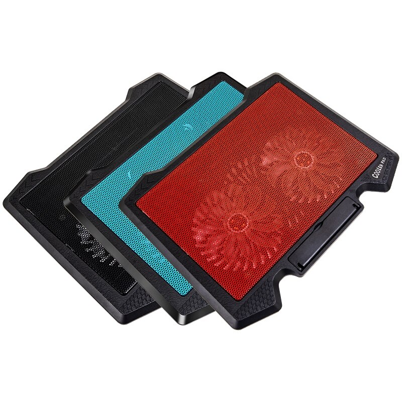 Laptop Cooler 2 USB Ports and Two Cooling Fan LED Laptop Cooling Pad Notebook Stand for 12-17 Inch for Laptop Black