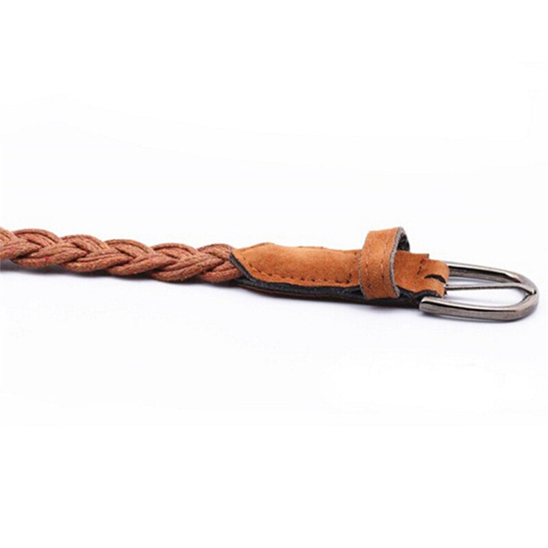 Cinturón trenzado de cuerda de cáñamo para mujer, banda de cintura trenzada, para vestido, hebilla de Metal Multicolor