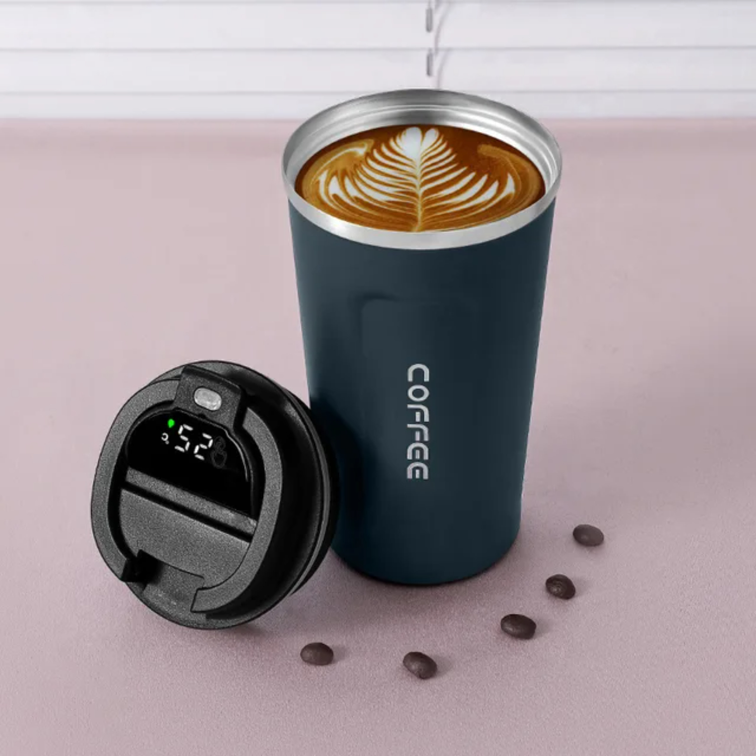 Intelligente Digitale Display 510 ml 304 Rvs Koffiekopje Thermische Mok Kantoor Termica Cafe Copo Reizen Geïsoleerde Fles: Blauw