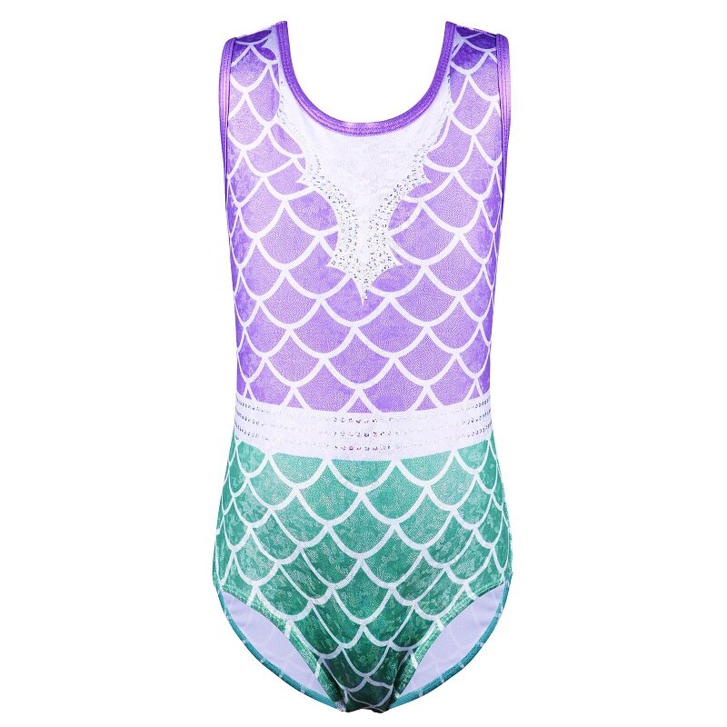 BAOHULU Girls Gymnastics Leotard Kids Leotard for Dance Purple Sequins Ballet Dance Costumes for Girls Gymnastics Clothes: B228PurpleGreen / 4A