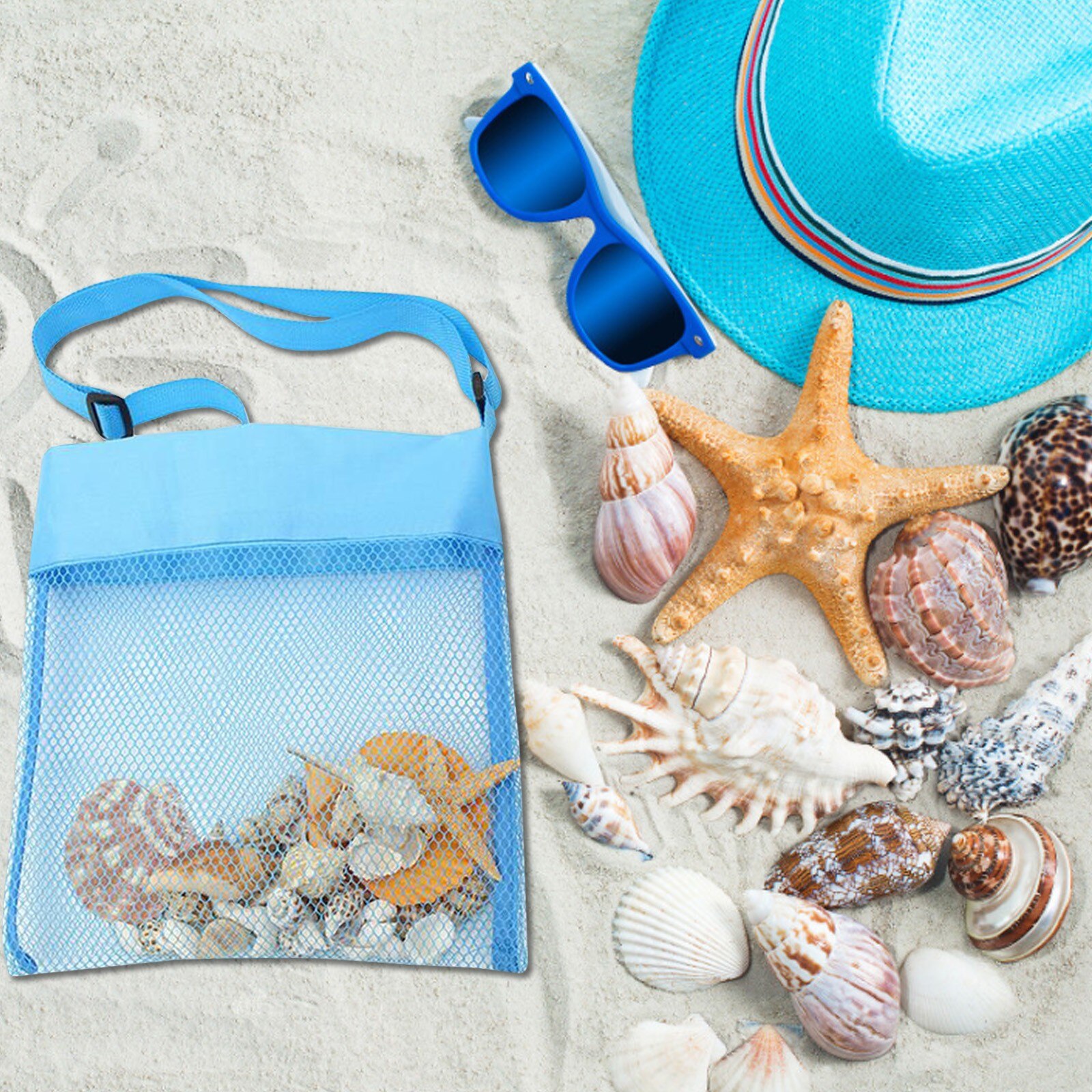 Kleur Kinderen Mesh Strand Ademend Zee Shell Tassen Verstelbare Draagriemen Essentiële Tools Voor Bezoek De Strand # G