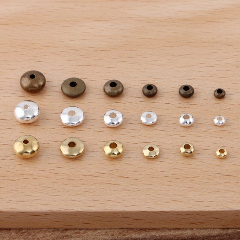 20-100pcs Metal Spacer koraliki koło koralik płaskie okrągłe luźne koraliki płaskie okrągłe koralik dla DIY akcesoria do wyrobu biżuterii dostaw