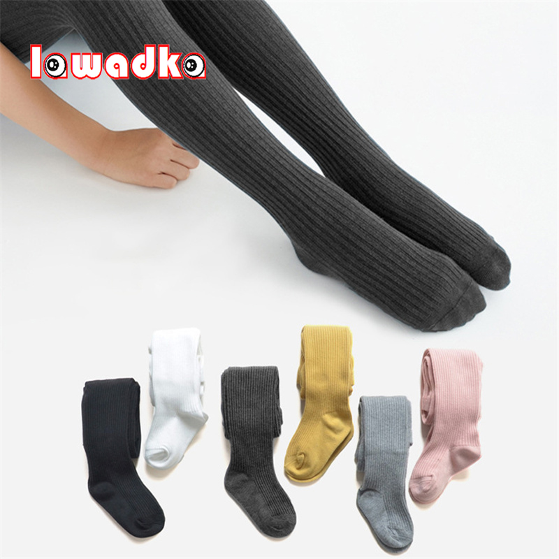 Juríadka meia-calça infantil feminina de algodão, meia-calça feminina de malha macia e sólida para bebê, branca e preta apertada, primavera e outono