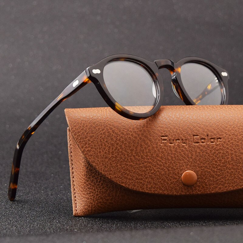 Retro Round Small Acetate frame optical eyeglasses frame clear lens glasses frame women men myopia spectacles prescription frame: tortoise