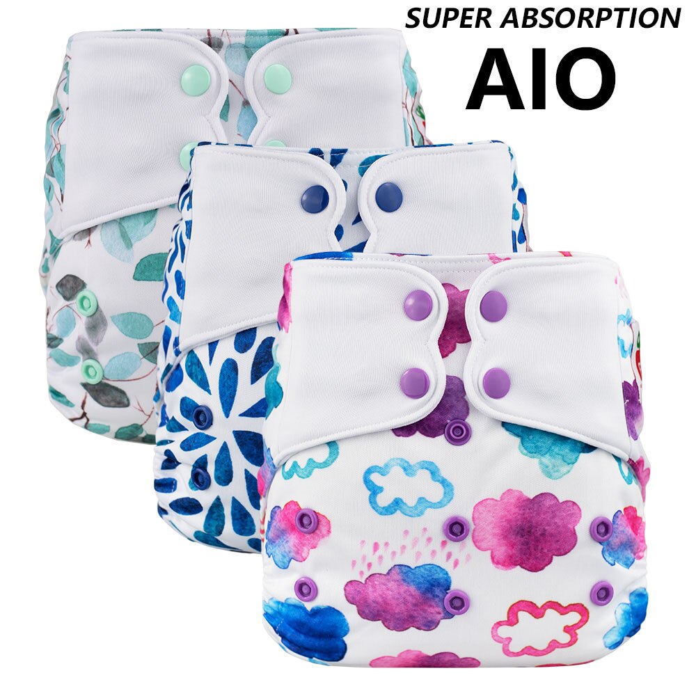 Alles In Een Elfdiaper Aio Luier Met Opgenaaide &amp; Genaaid In Inserts