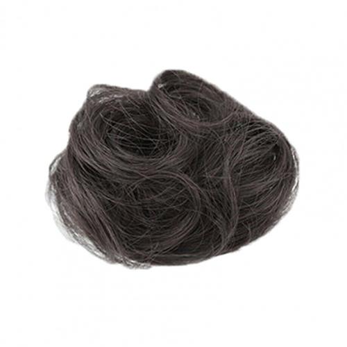 Girl's Donut Hair Bun synthetic Wrap On Messy Bun Mini Hair Bun Extension Curly Chignon Claw Clip Hairpiece Topknot Accessory: Brown Black