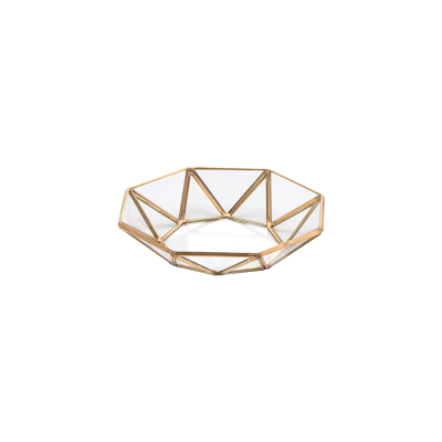 Boîtes en verre doré pour bijoux décoration de mariage stockage de verre boîte à bonbons gâteau Dessert plateau de noël: A Octagonal Round