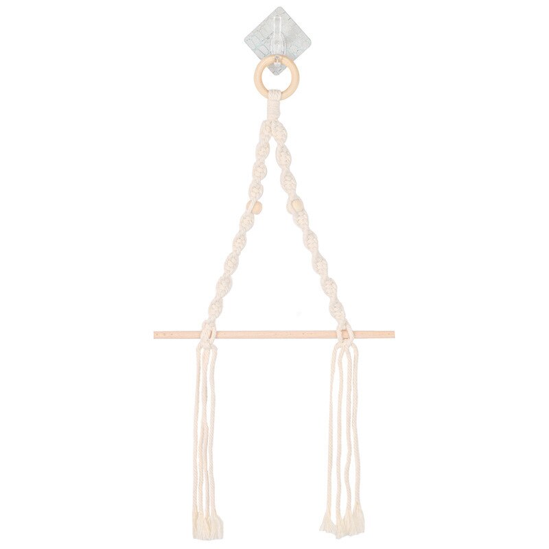 Hout Katoen Touw Vintage Weave Handdoek Opknoping Touw Toiletrolhouder Toiletrolhouder Voor Woonkamer Badkamer