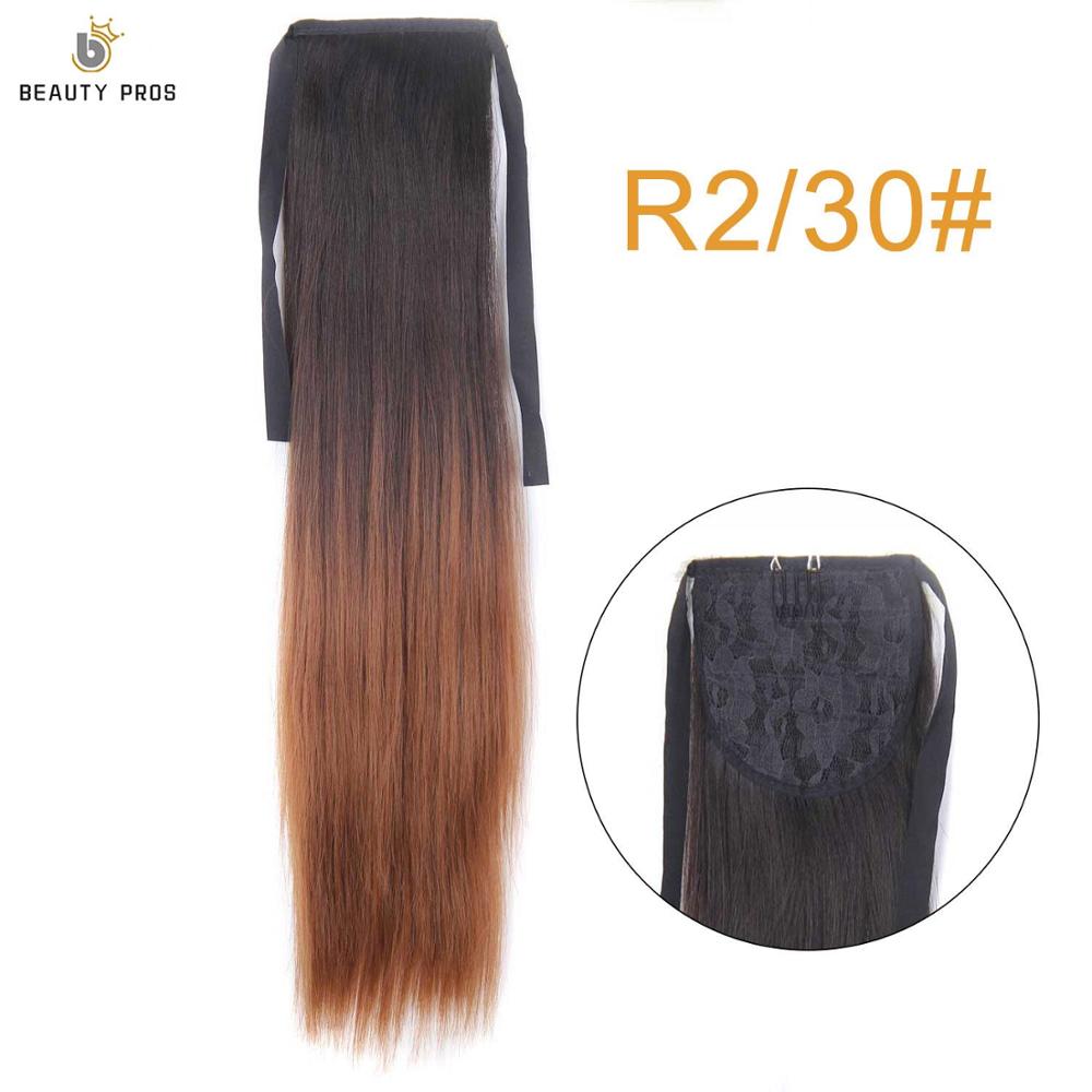 Lange Rechte Clip In Haar Staart Valse Haar Paardenstaart Haarstukje Met Haarspelden 22 "26Inch Synthetische Pony Tail Hair extensions: R2-30 / 22 inch