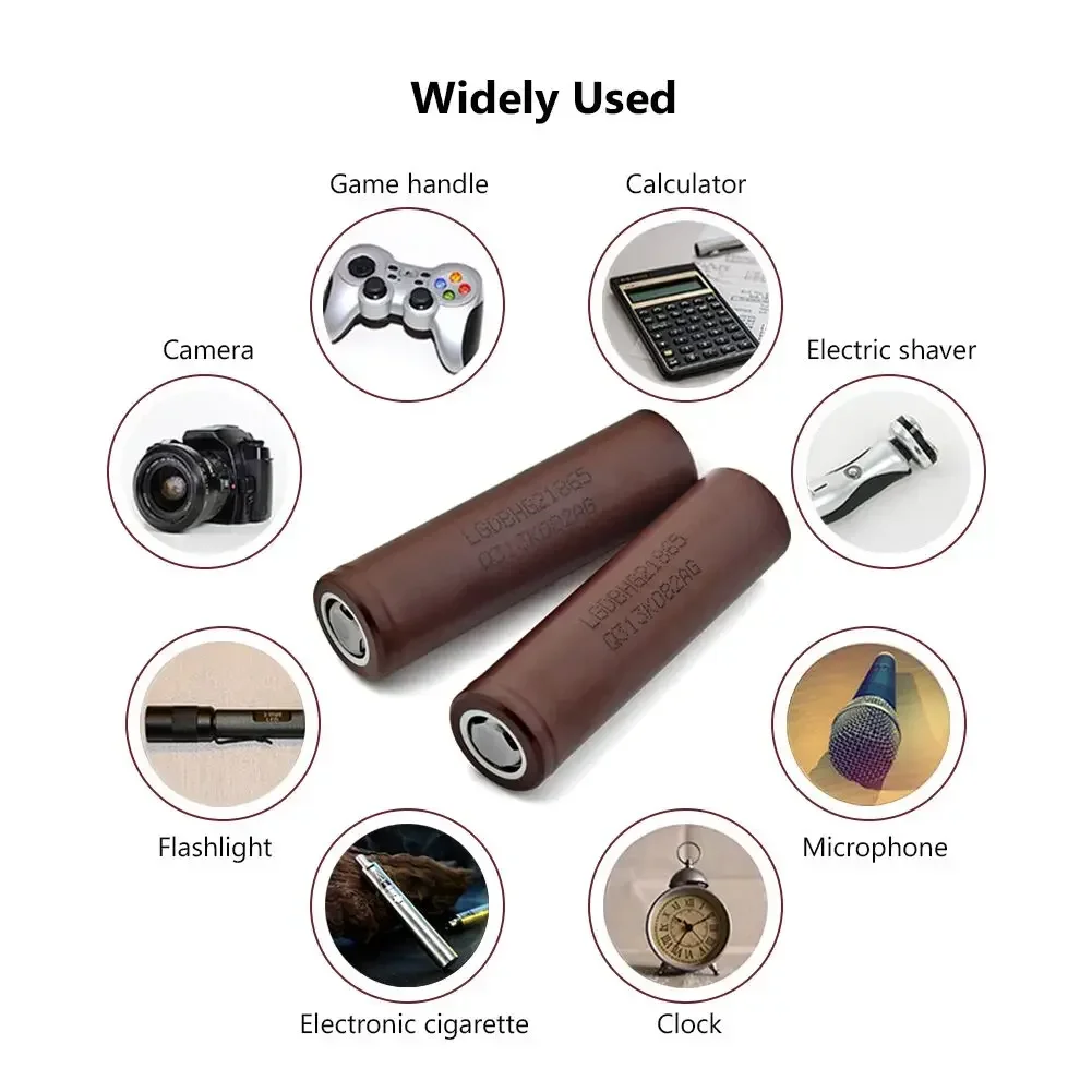 3000mAh 3.7V HG2 18650 Battery Lithium Rechargeable Batteries High Discharge 30A Power Cell