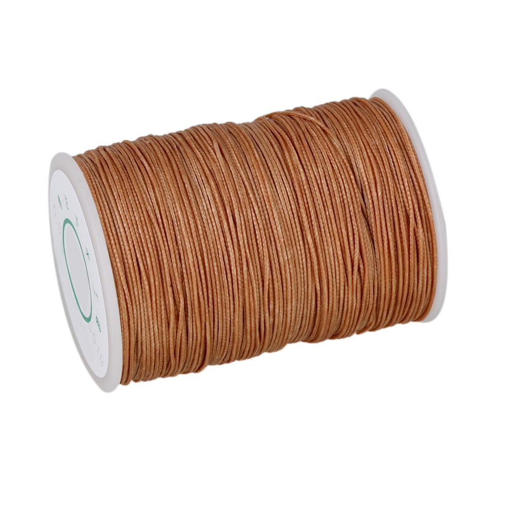 Cordón de hilo trenzado redondo de poliéster encerado, cuerda de macramé artesanal, color marrón claro, 0,5mm