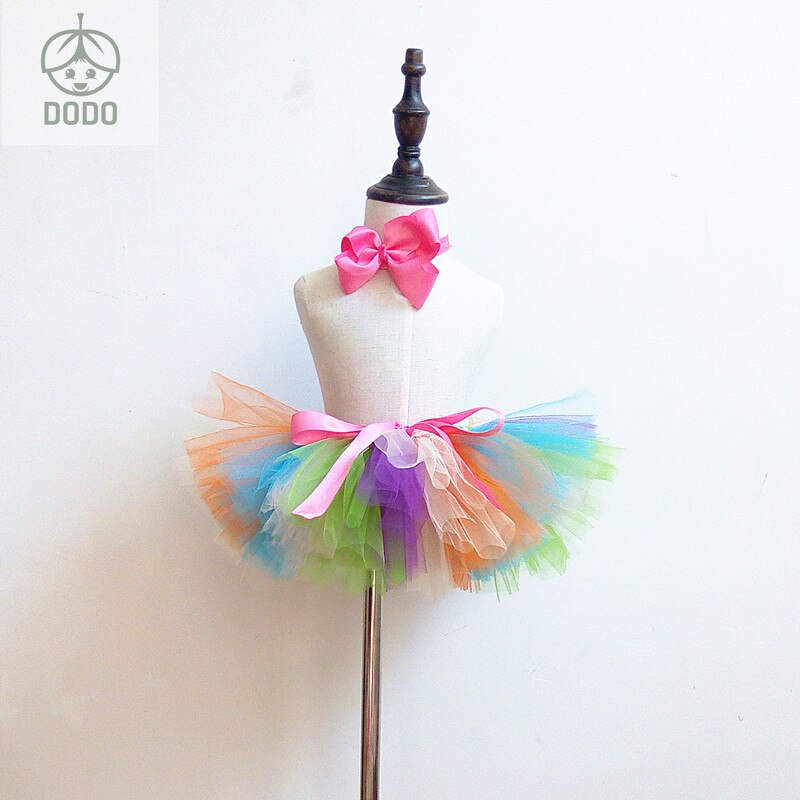 Bébé anniversaire jupe Tutu jupe avec bandeau moelleux robe de bal Tutu bébé Costume tenue de fête bébé vêtements arc-en-ciel couleur: skirt with headband