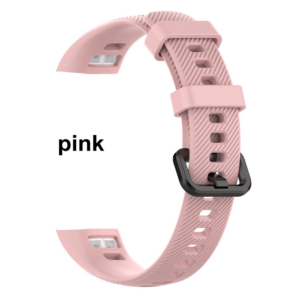 10 Colors Silicone Wrist Strap for Honor Band 5 4 Smart Wristband Replacement Original Watch Band Soft Bracelet Sport Classic: pink