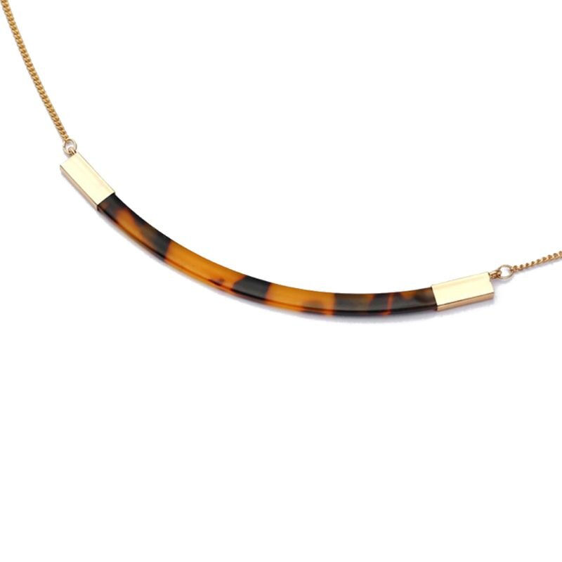 Acryl Braun Schildkröte Hülse Halsketten Colliers Fleckige Harz Schmuck