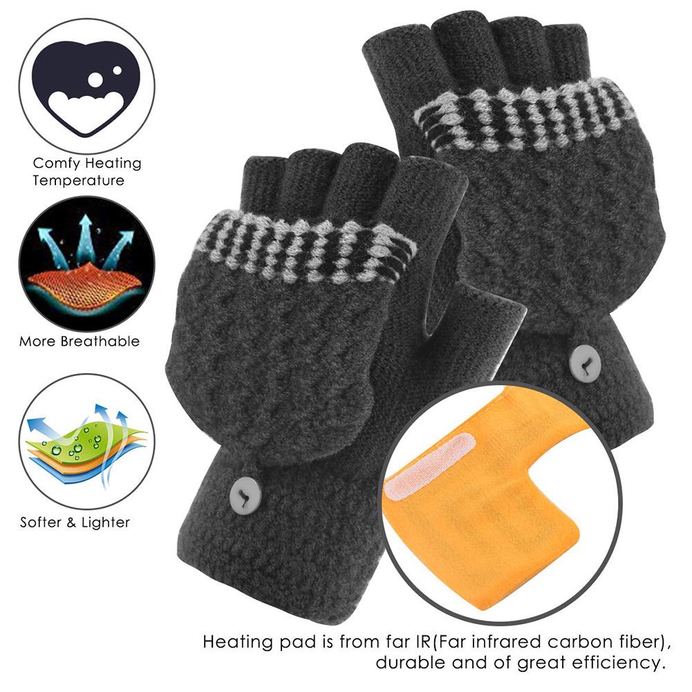 Unisex Beveiligde Usb 5V Verwarming Handschoenen Handwarmer Winter Warme Wanten Hand Laptop Half Vingerloze Elektrische Verwarming Handschoenen